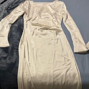 Elegant Cream Long Sleeve Dress